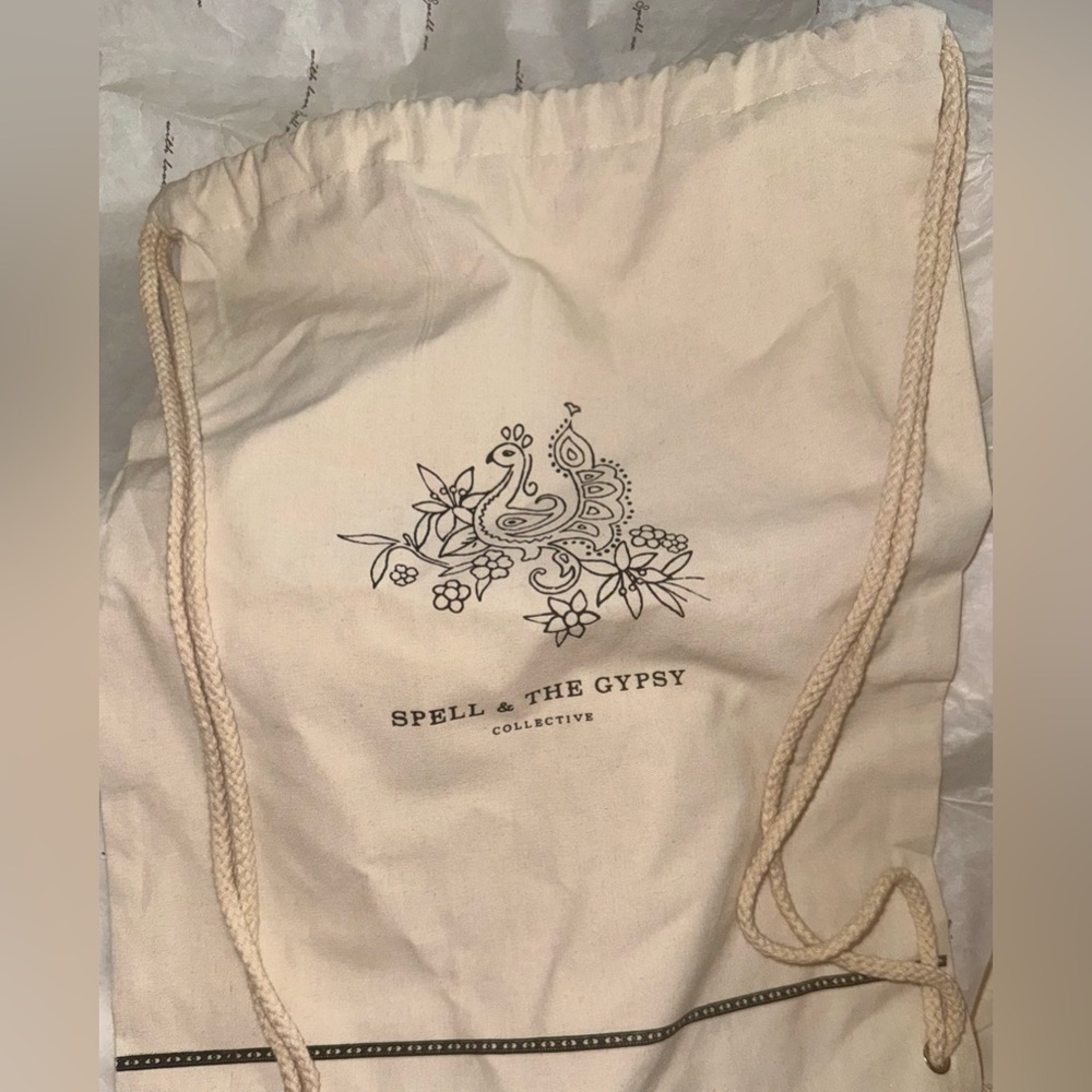 Spell Cream Drawstring Backpack Organic Cotton Li… - image 1